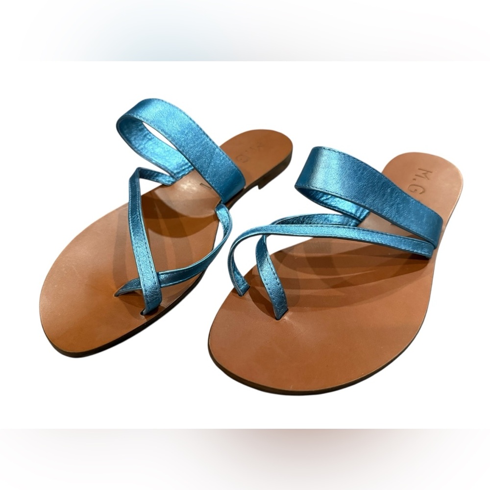 NEW M. Gemi Blue Metallic Strappy Sandals 9.5
